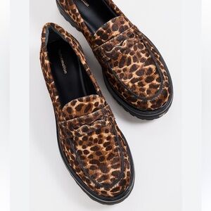 Reformation Agathea Chunky loafer   Brown Leopard calf hair size 8 NEW